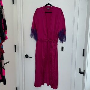 INC International Concepts Intimates Pink Purple Lace Robe
